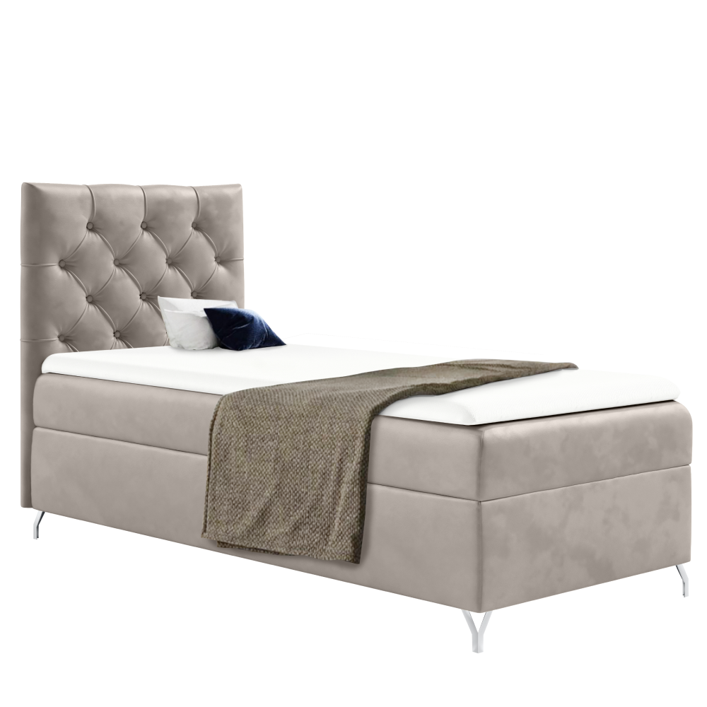 Boxspringová posteľ, 90x200, sivobéžová Taupe látka Velvet, ľavá, GULIETTE + darček
