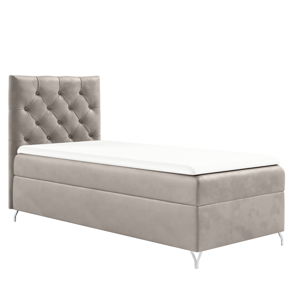 Boxspringová posteľ, 90x200, sivobéžová Taupe látka Velvet, ľavá, GULIETTE + darček