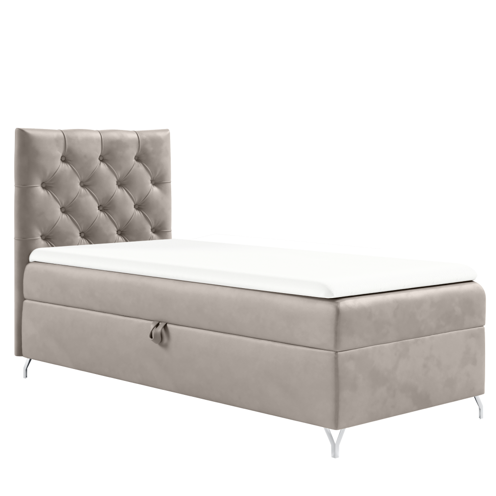 Boxspringová posteľ, 90x200, sivobéžová Taupe látka Velvet, ľavá, GULIETTE + darček