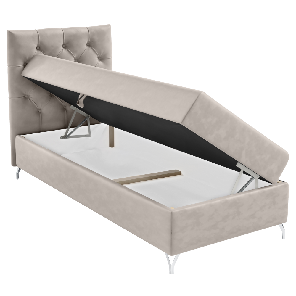 Boxspringová posteľ, 90x200, sivobéžová Taupe látka Velvet, ľavá, GULIETTE + darček