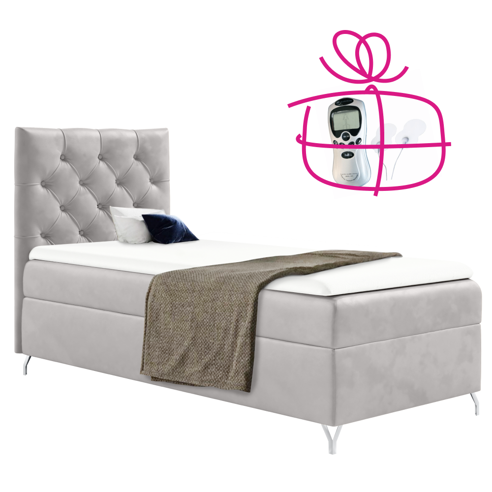 Boxspringová postel, 90x200, světle šedá látka Velvet, levá, GULIETTE + dárek