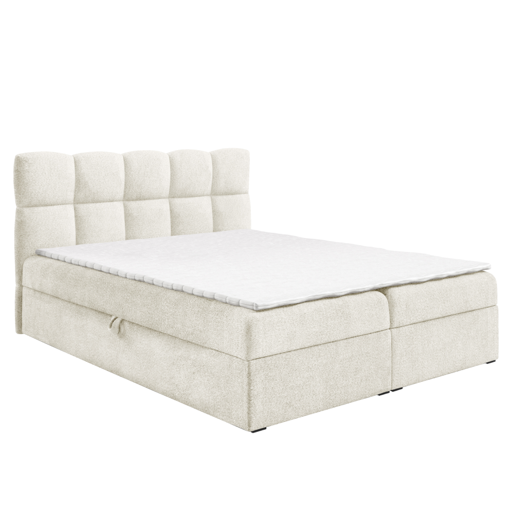Boxspring ágy, 160x200, tejszínes, NEGRY