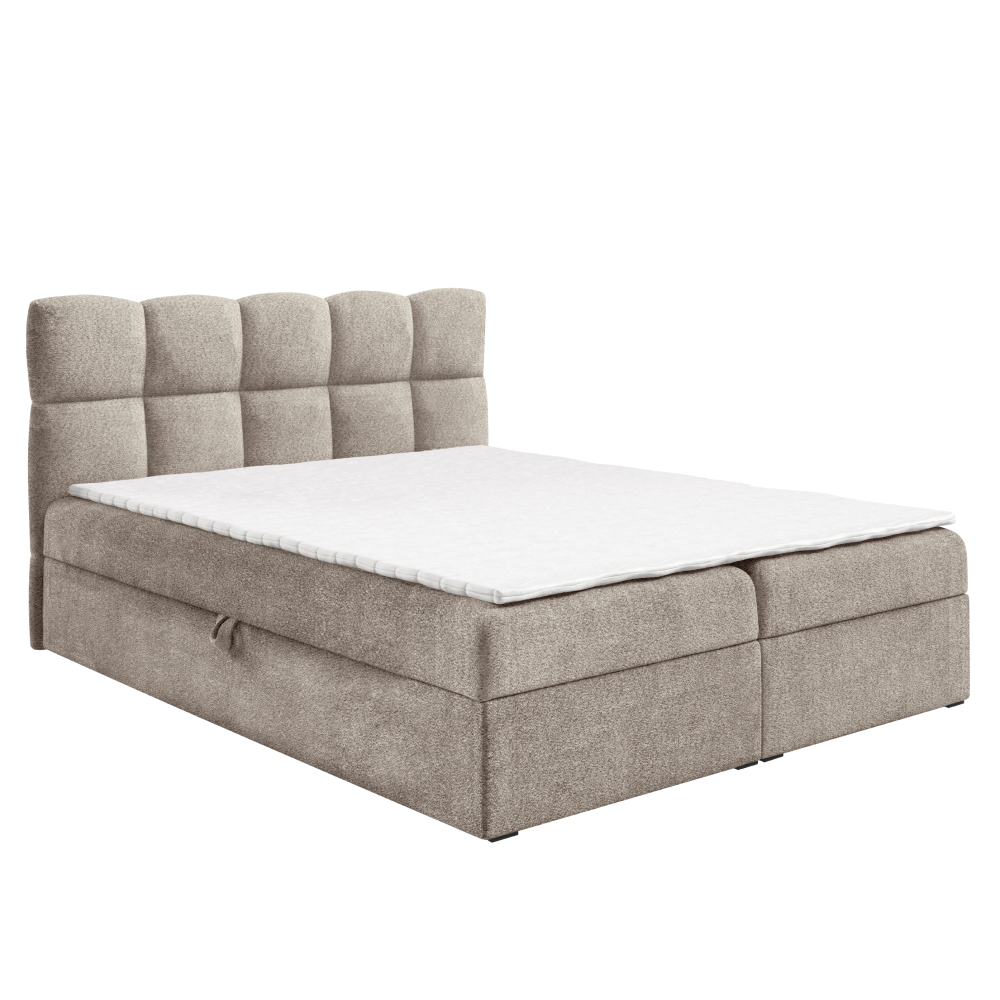 Boxspring ágy, 140x200, szürkésbézs Taupe, NEGRY