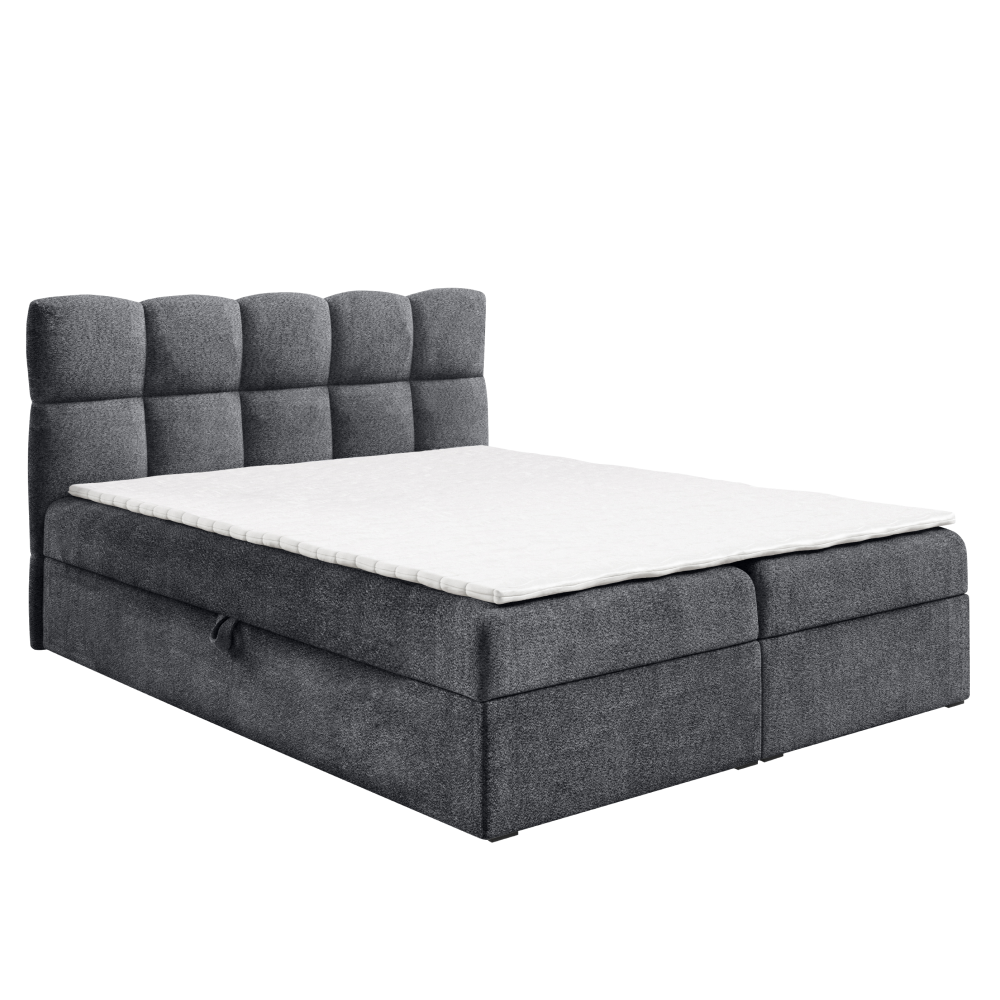 Boxspring ágy, 200x200, sötétszürke, NEGRY