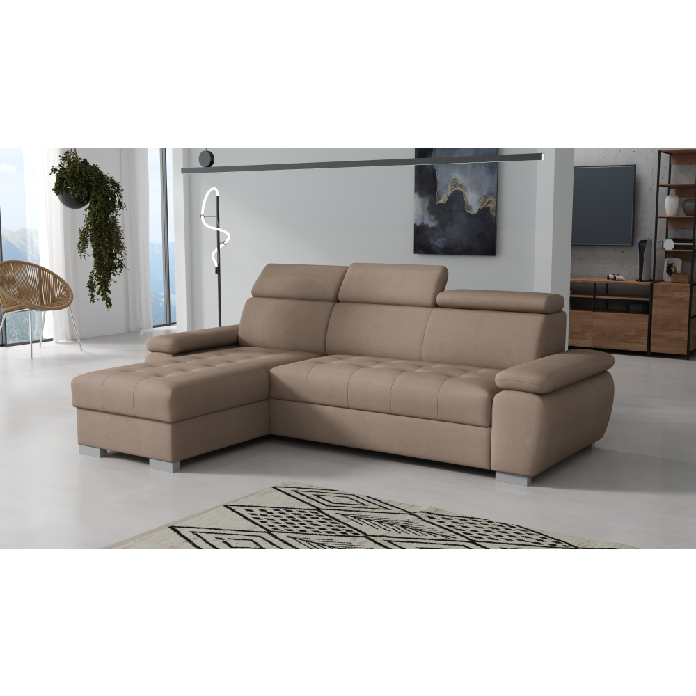 Rohová sedacia súprava, sivobéžová Taupe, ľavá, SEMI ROH