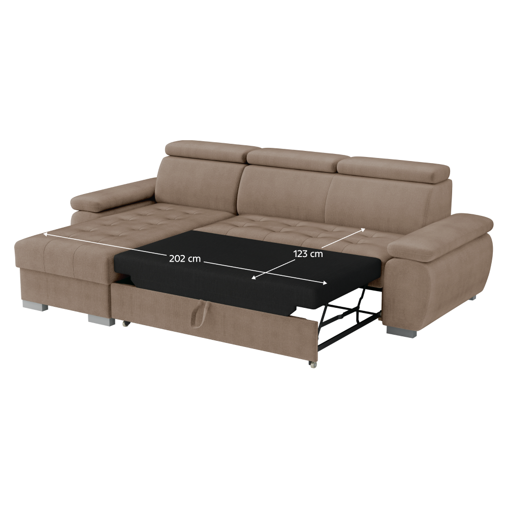 Rohová sedacia súprava, sivobéžová Taupe, ľavá, SEMI ROH