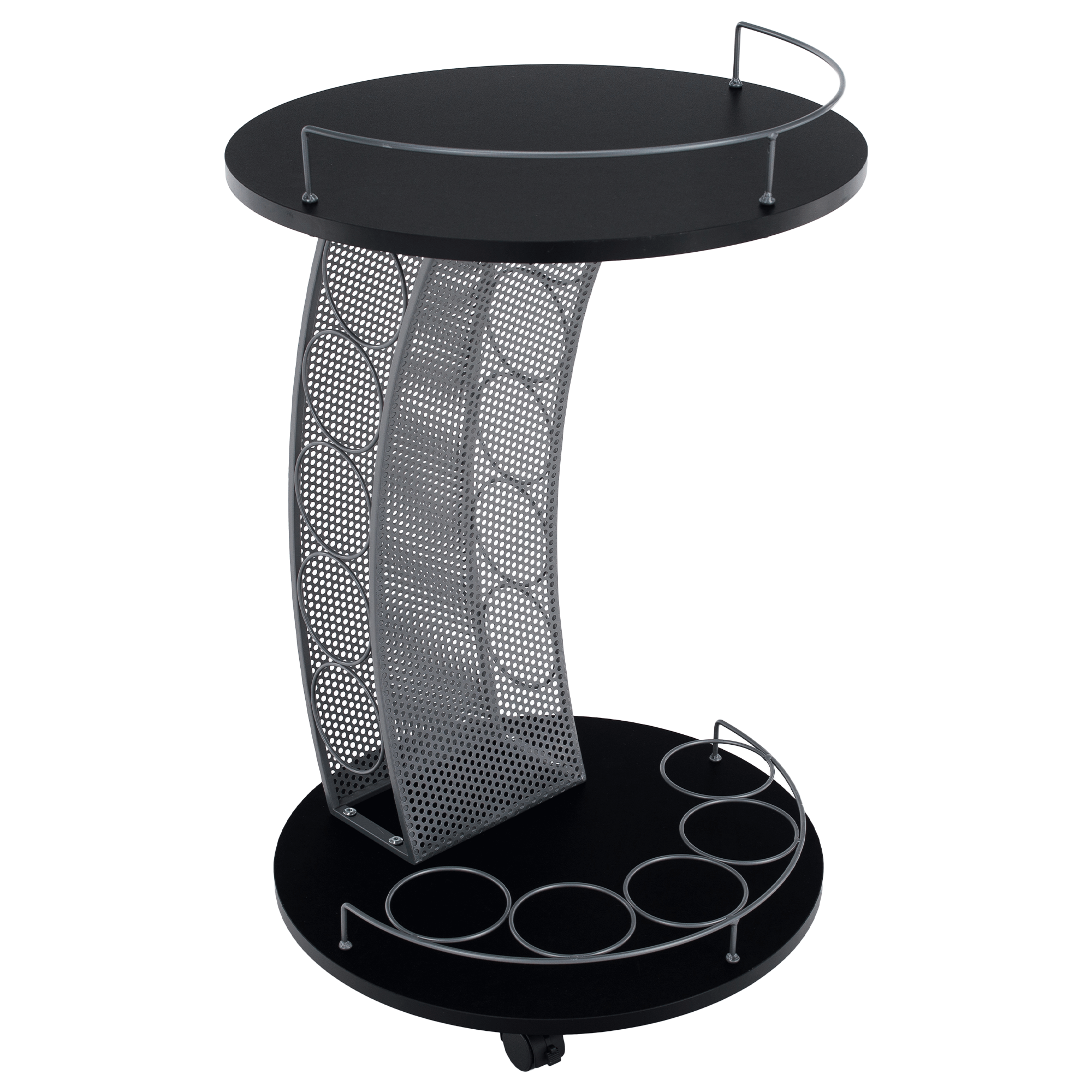 Servírovací vozík, čierna/strieborná, ALADAR NEW