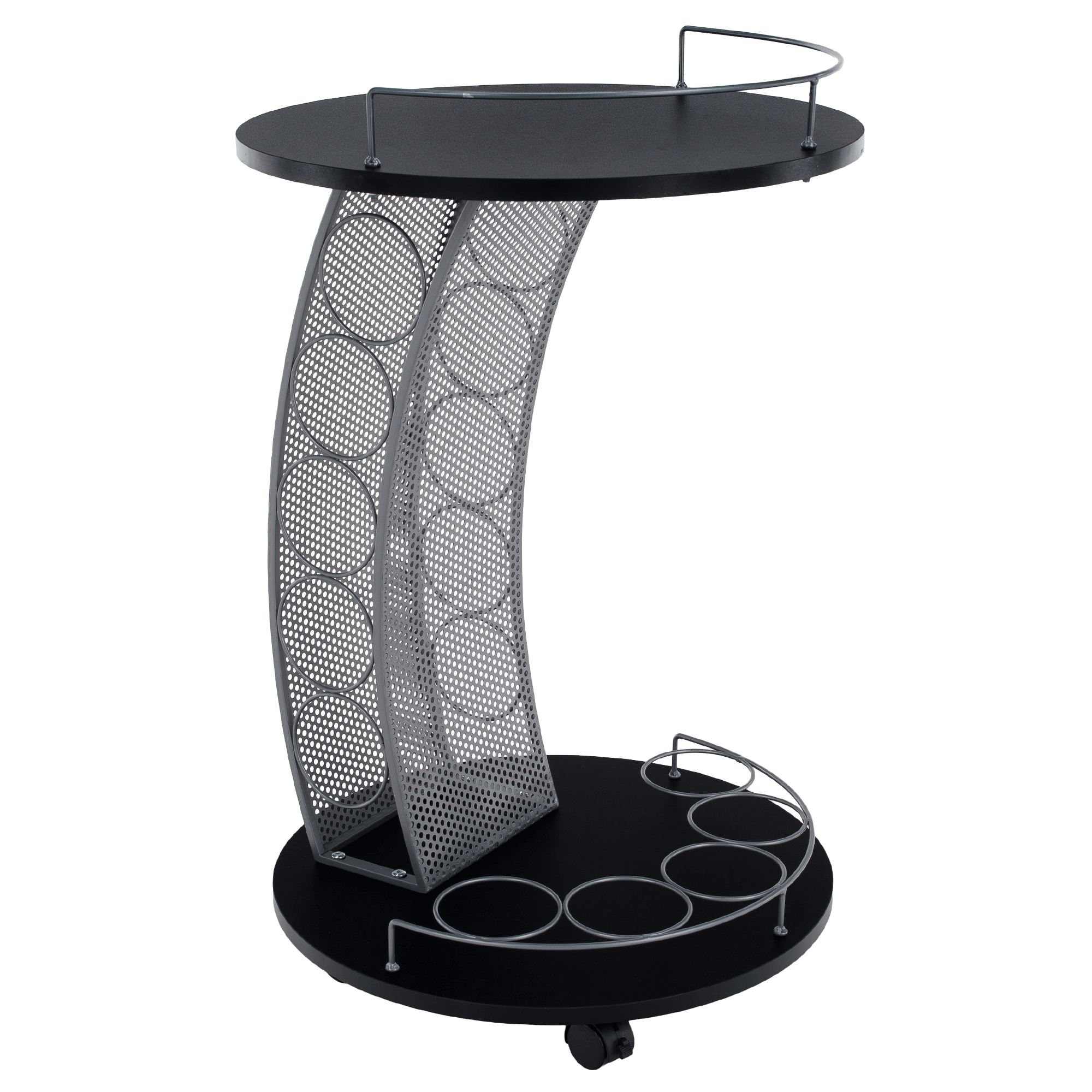 Servírovací vozík, čierna/strieborná, ALADAR NEW