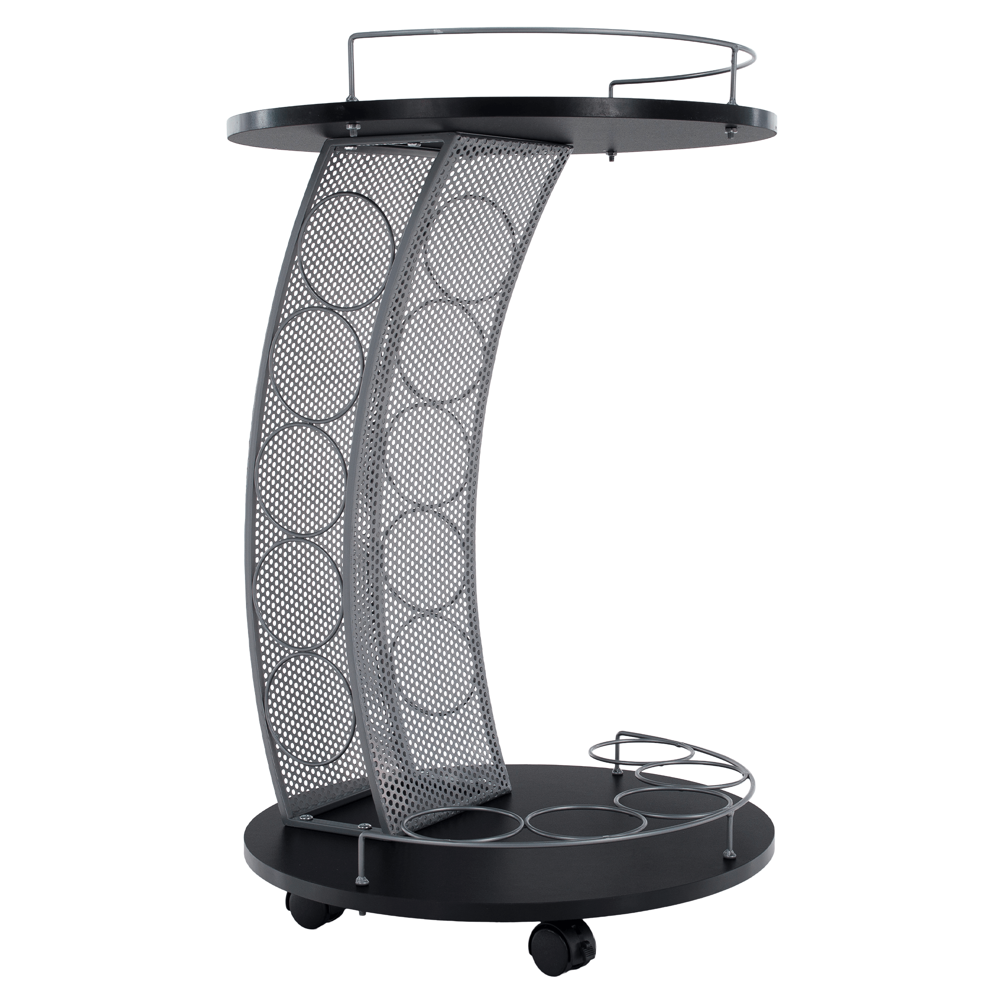 Servírovací vozík, čierna/strieborná, ALADAR NEW