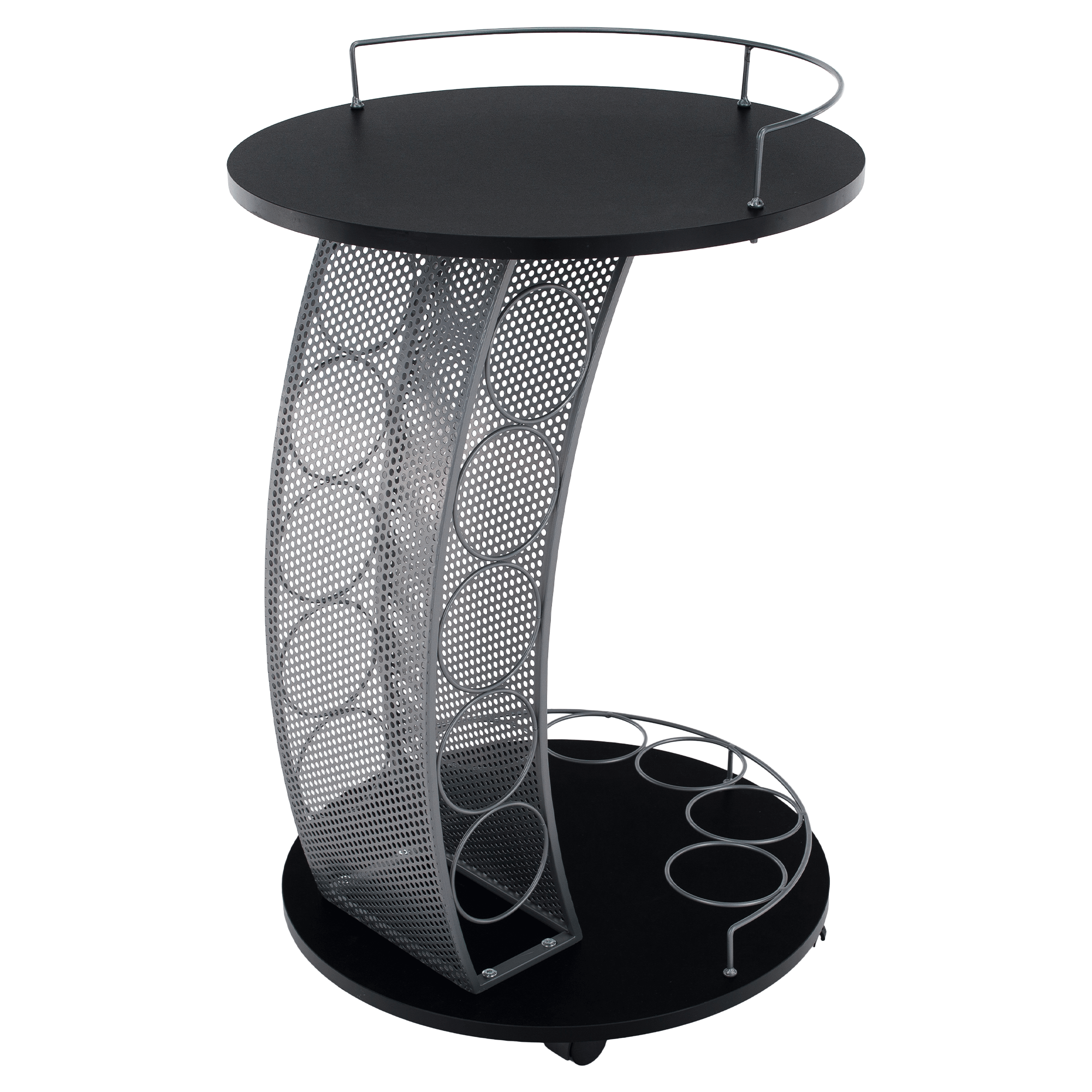 Servírovací vozík, čierna/strieborná, ALADAR NEW