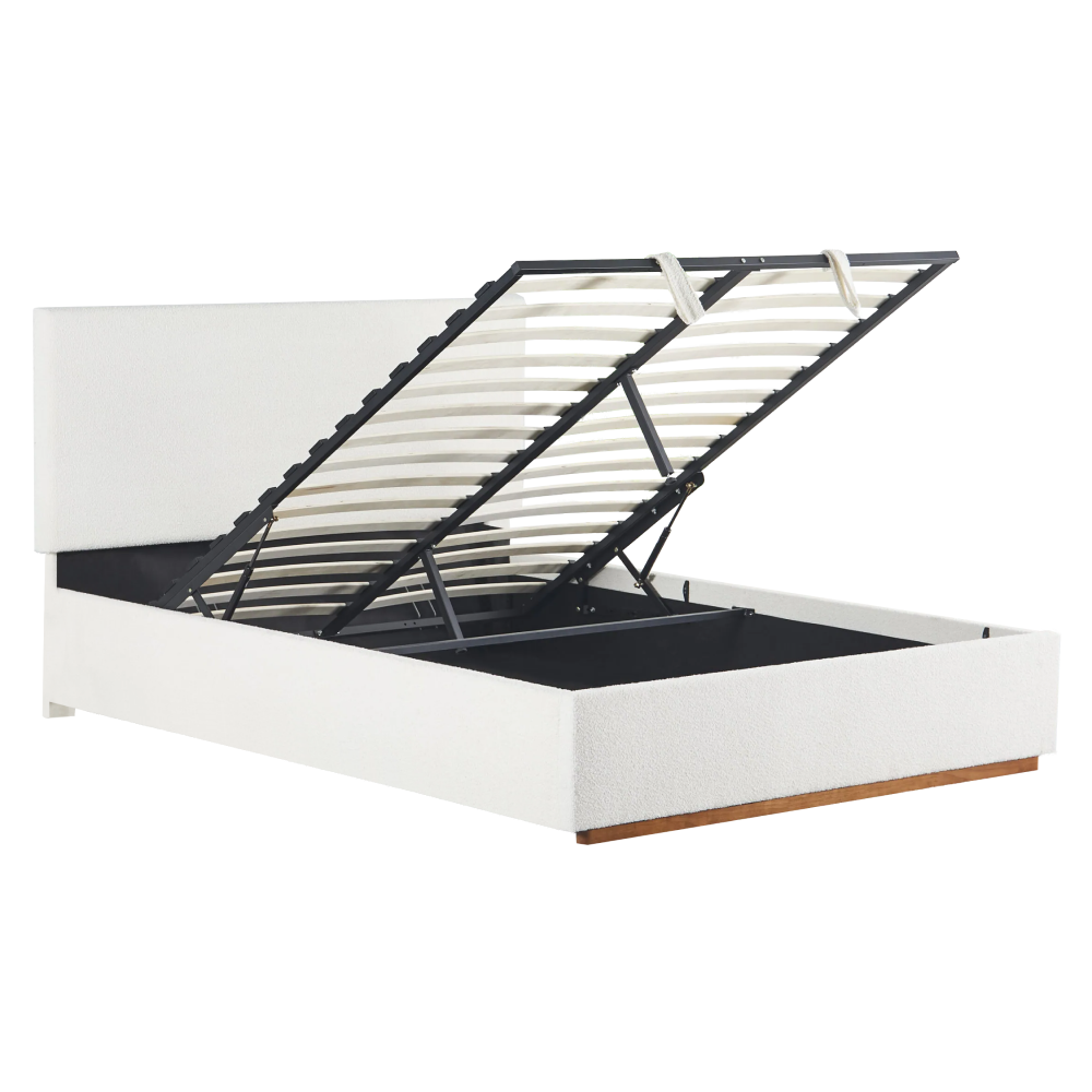 Ágy ráccsal és tárolóval, 160x200, fehér, NUVOLA