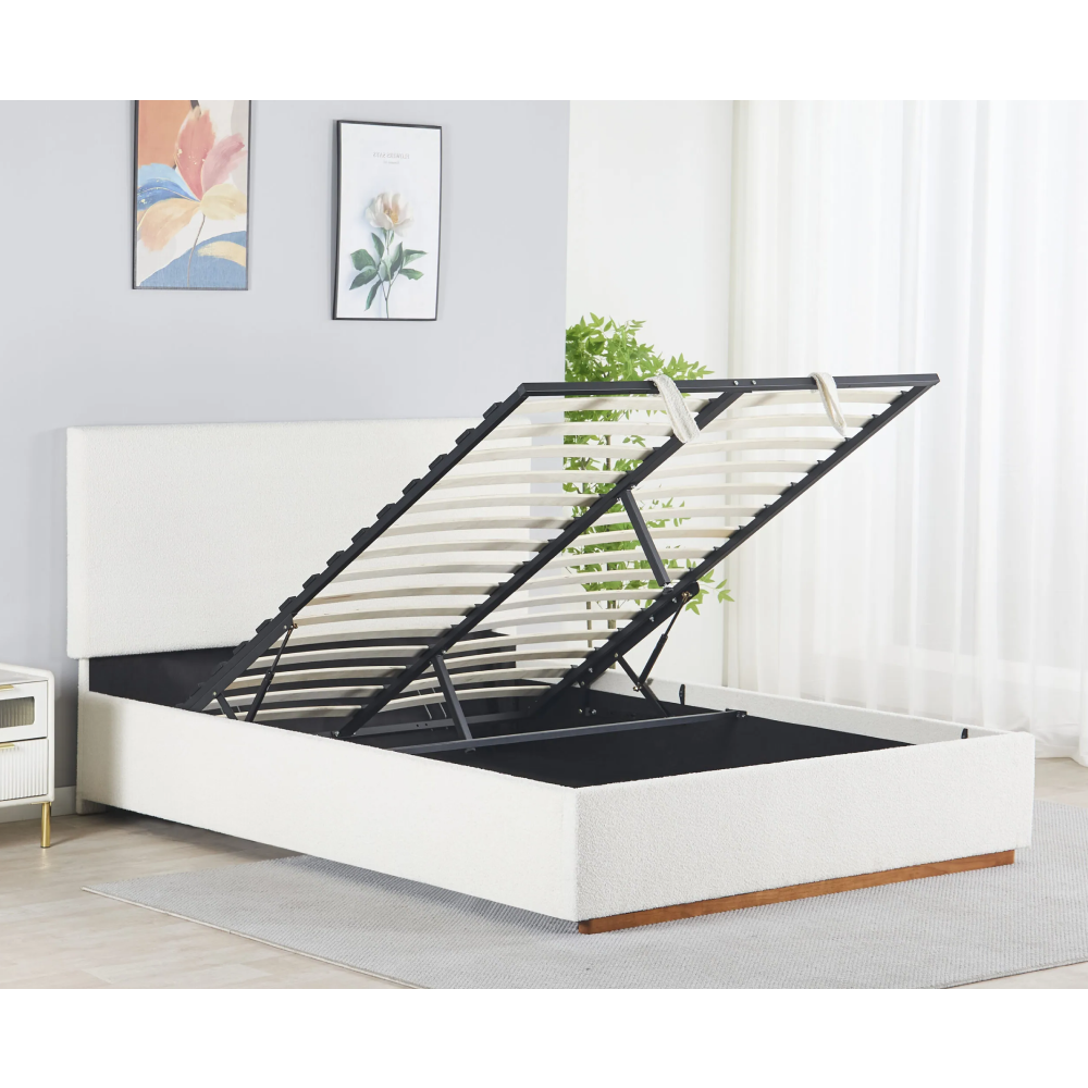 Ágy ráccsal és tárolóval, 160x200, fehér, NUVOLA