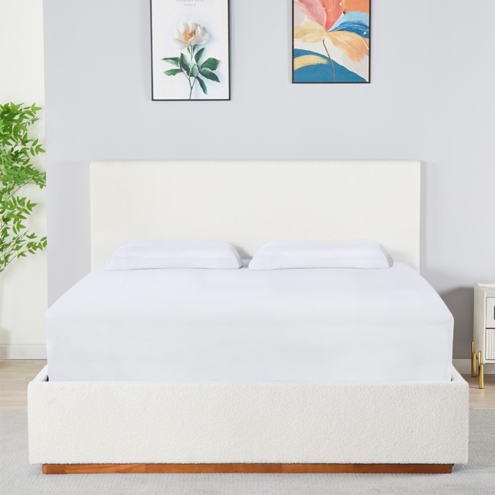 Ágy ráccsal és tárolóval, 160x200, fehér, NUVOLA