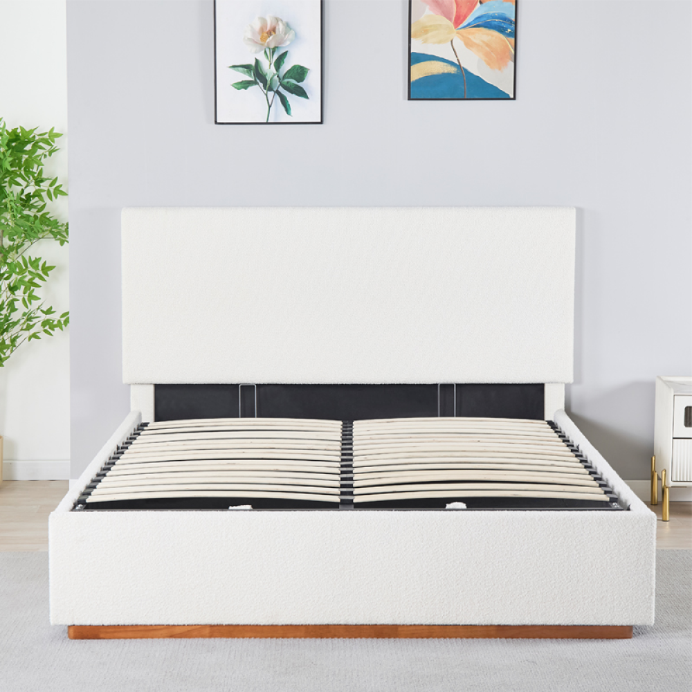 Ágy ráccsal és tárolóval, 180x200, fehér, NUVOLA