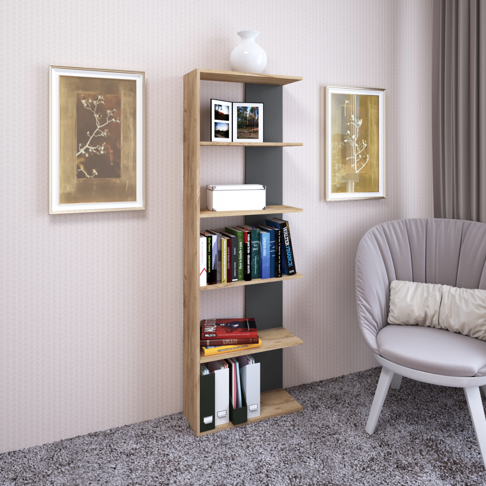 Regál, dub artisan/grafit, AGATIO