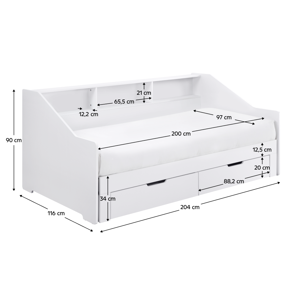 Rozkladacia posteľ, biela, MONETA