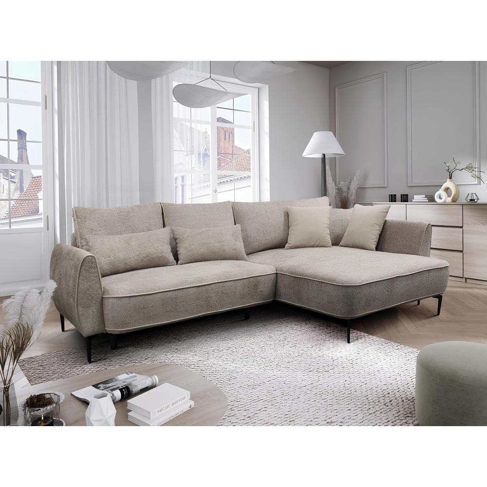 Rohová sedacia súprava, sivobéžová Taupe, pravá, MURIEL ROH