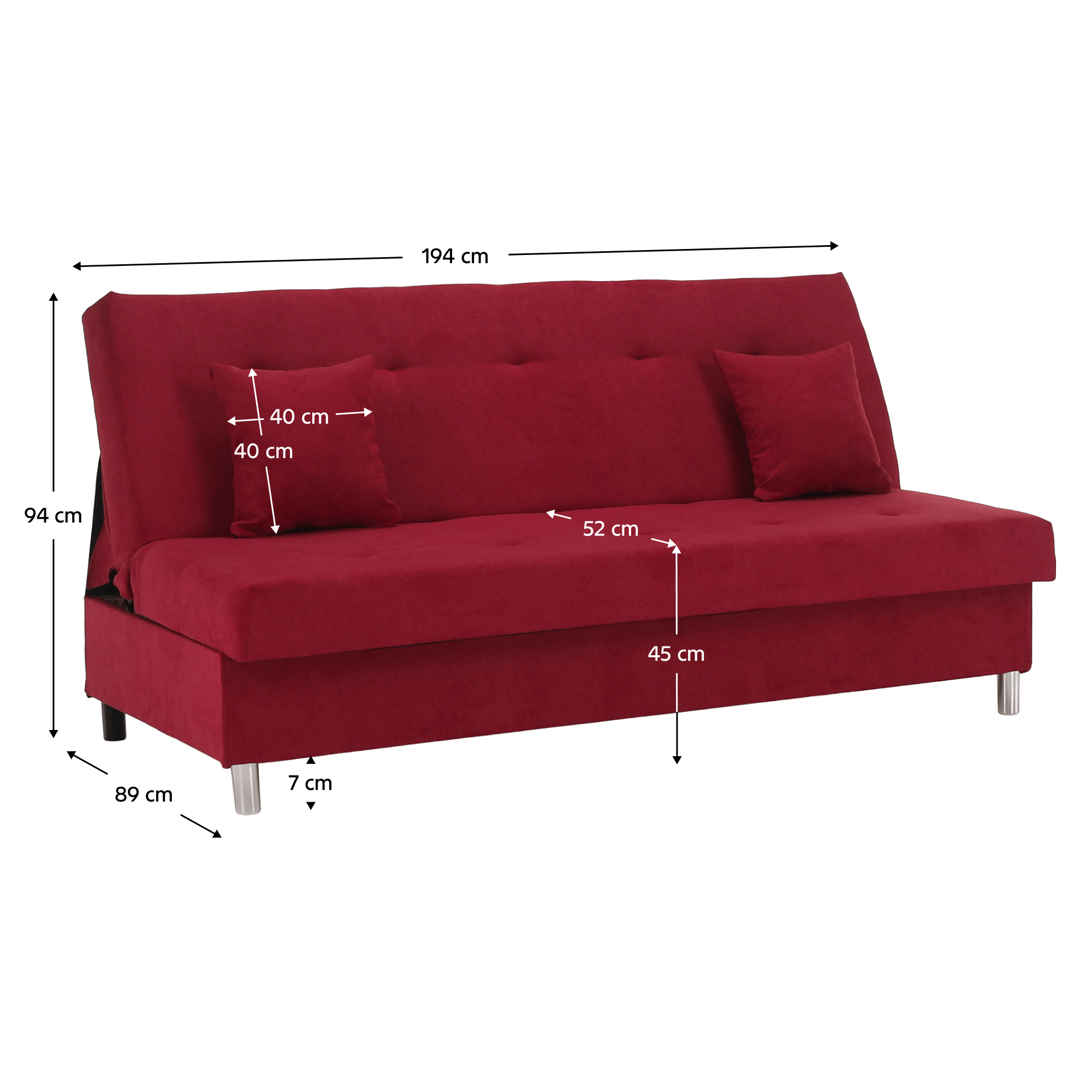 Kihúzható kanapé, piros, ALADA Kihúzható kanapé, piros, ALADA
