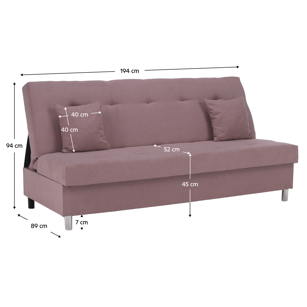 Kihúzható kanapé, rózsaszín, ALADA Kihúzható kanapé, rózsaszín, ALADA