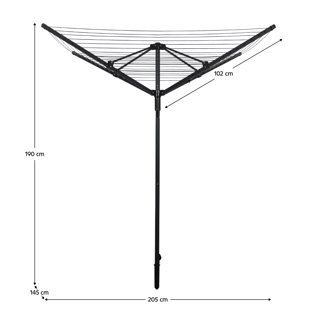 Záhradný sušiak na bielizeň, čierna, 45 m, ROTARY NEW TYP 3