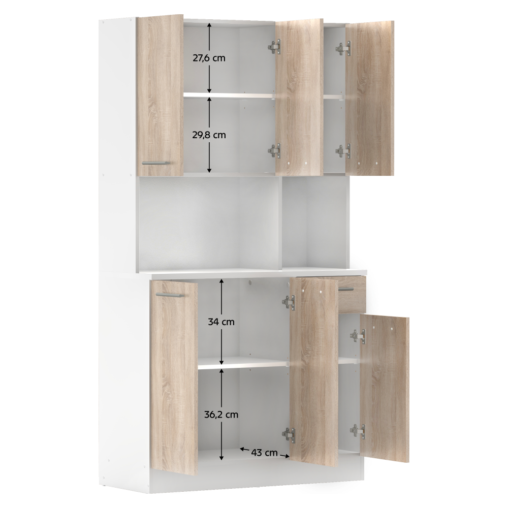 Hatajtós szekrény, fehér/sonoma tölgy, PELION NEW