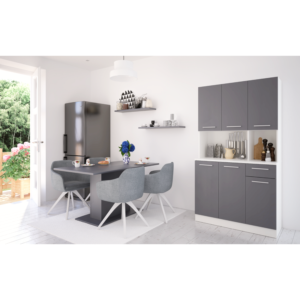 Hatajtós szekrény, fehér/grafit, PELION NEW