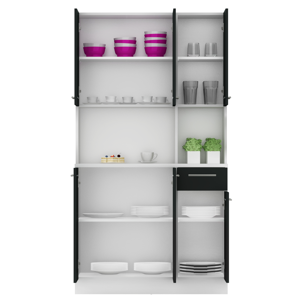 Hatajtós szekrény, fehér/fekete, PELION NEW