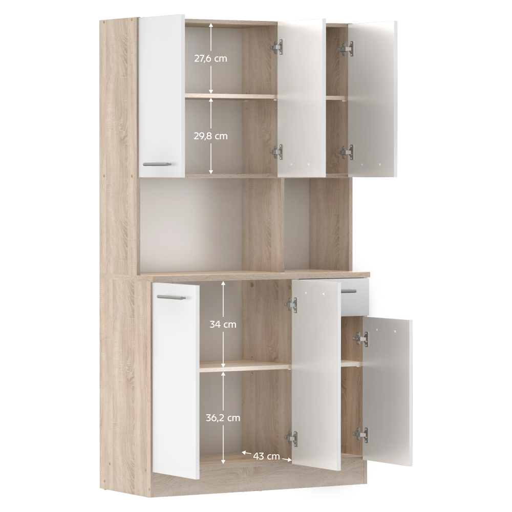 Hatajtós szekrény, sonoma tölgy/fehér, PELION NEW