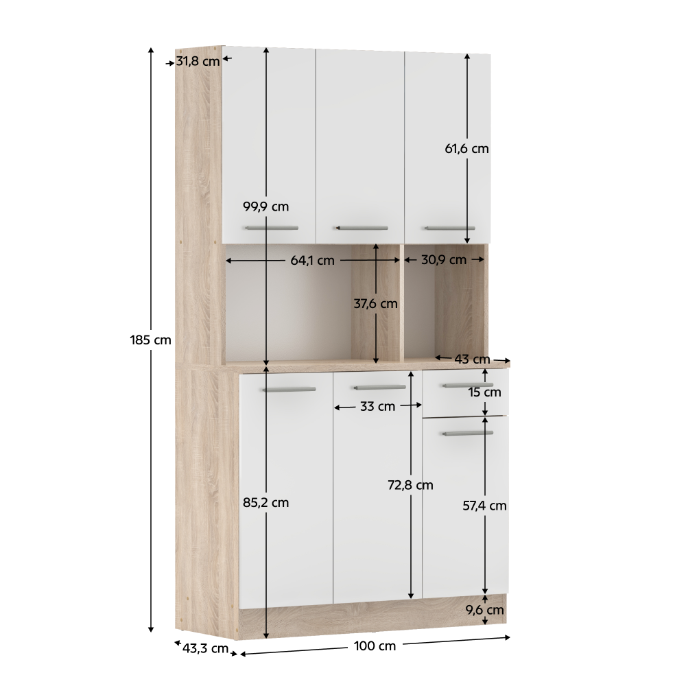 Hatajtós szekrény, sonoma tölgy/fehér, PELION NEW