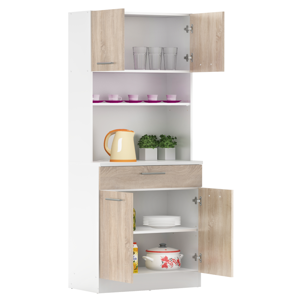 Négyajtós szekrény, fehér/sonoma tölgy, DOMIS NEW Négyajtós szekrény, fehér/sonoma tölgy, DOMIS NEW