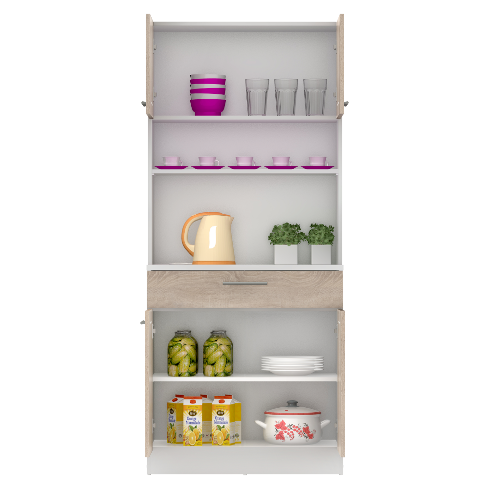 Négyajtós szekrény, fehér/sonoma tölgy, DOMIS NEW Négyajtós szekrény, fehér/sonoma tölgy, DOMIS NEW