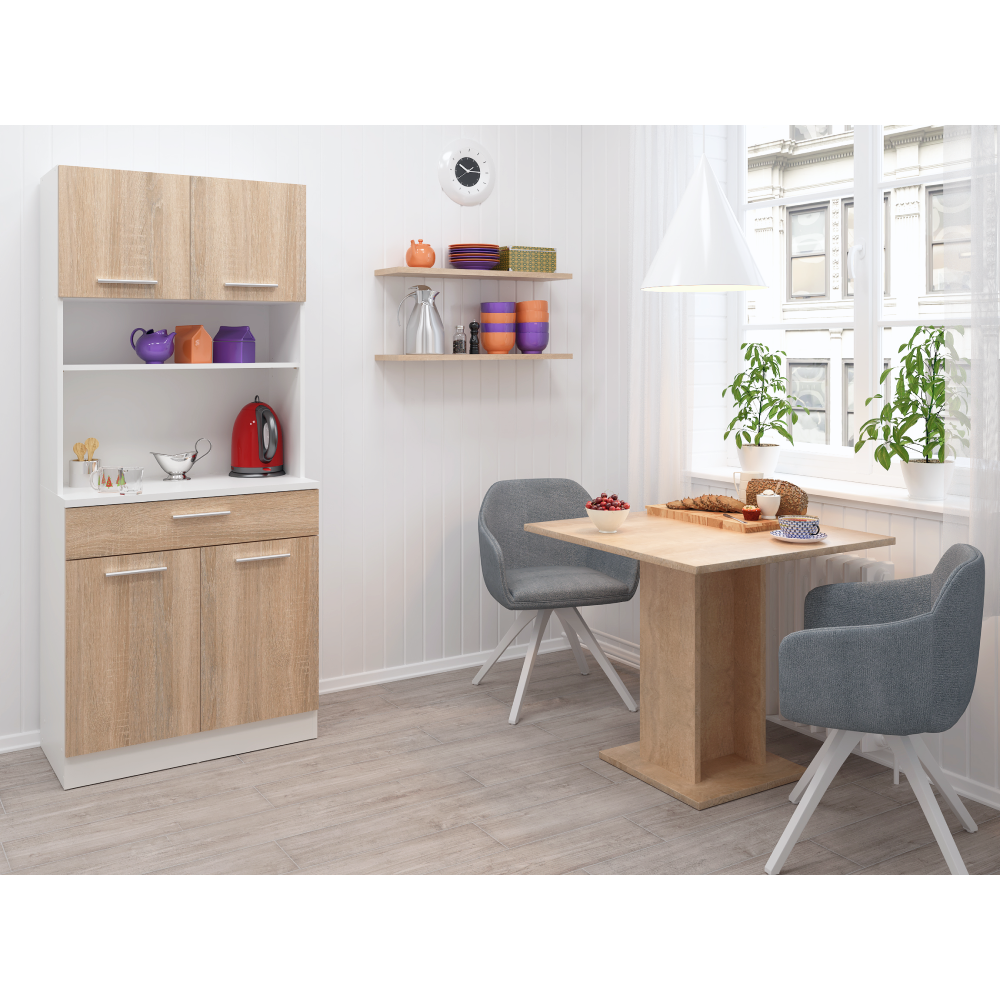 Négyajtós szekrény, fehér/sonoma tölgy, DOMIS NEW Négyajtós szekrény, fehér/sonoma tölgy, DOMIS NEW