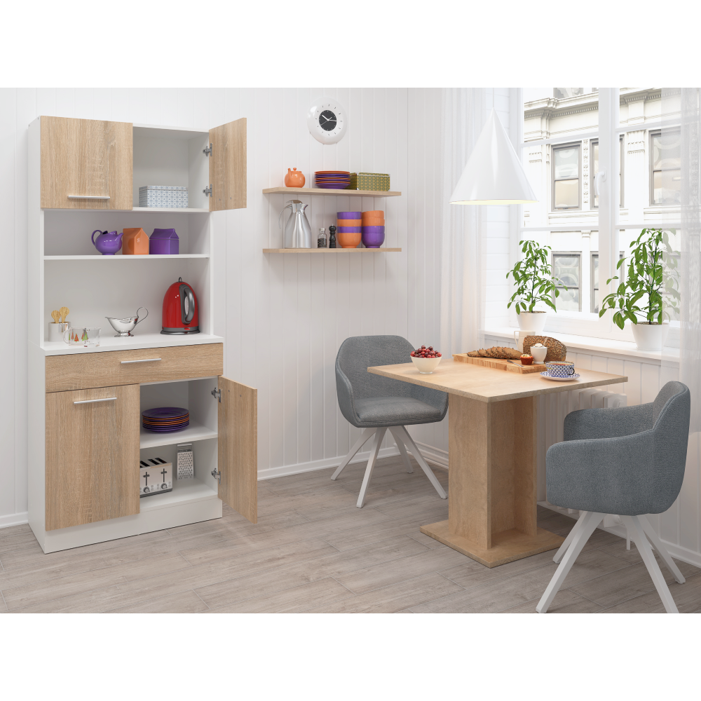 Négyajtós szekrény, fehér/sonoma tölgy, DOMIS NEW Négyajtós szekrény, fehér/sonoma tölgy, DOMIS NEW