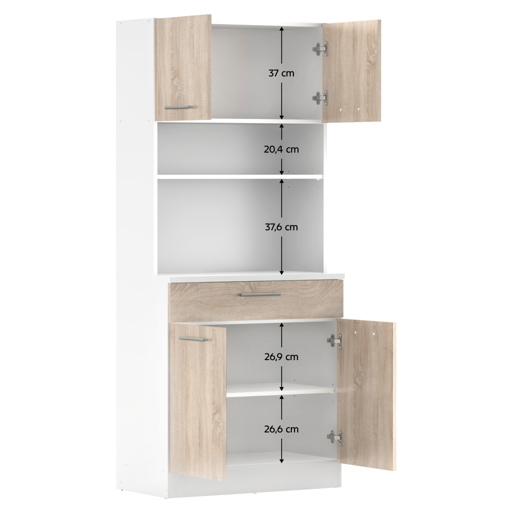 Négyajtós szekrény, fehér/sonoma tölgy, DOMIS NEW Négyajtós szekrény, fehér/sonoma tölgy, DOMIS NEW