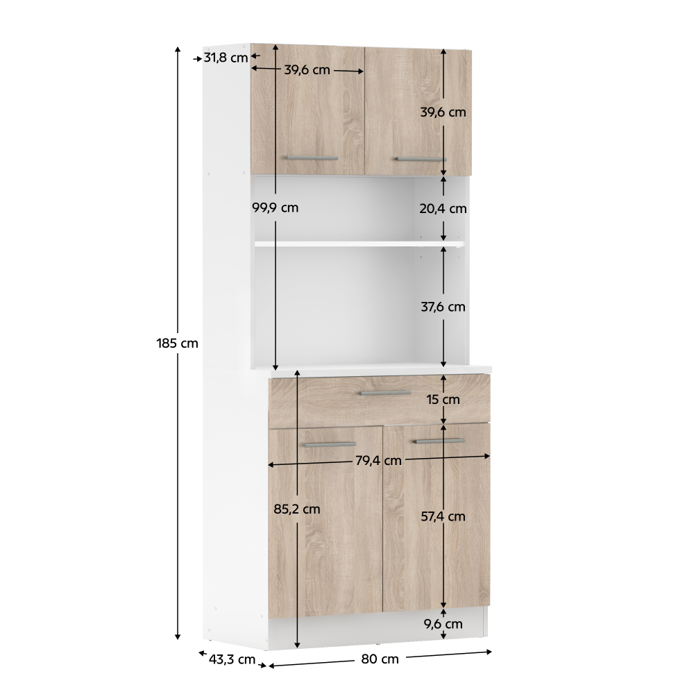 Négyajtós szekrény, fehér/sonoma tölgy, DOMIS NEW Négyajtós szekrény, fehér/sonoma tölgy, DOMIS NEW