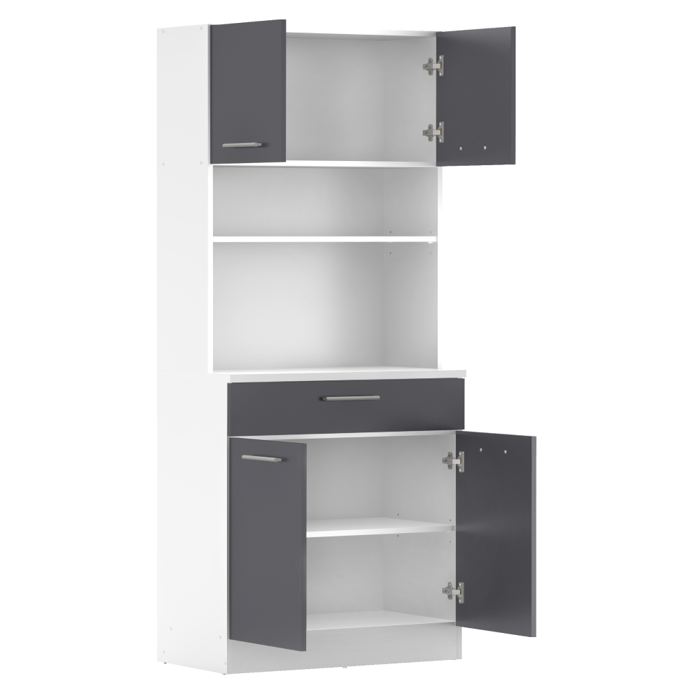 Négyajtós szekrény, fehér/grafit, DOMIS NEW Négyajtós szekrény, fehér/grafit, DOMIS NEW