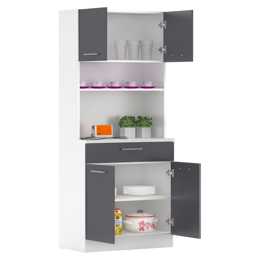 Négyajtós szekrény, fehér/grafit, DOMIS NEW Négyajtós szekrény, fehér/grafit, DOMIS NEW