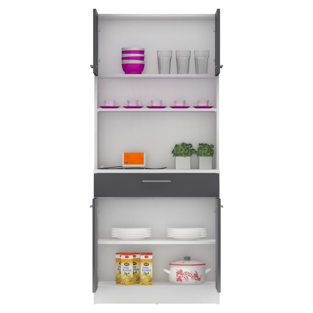 Négyajtós szekrény, fehér/grafit, DOMIS NEW Négyajtós szekrény, fehér/grafit, DOMIS NEW