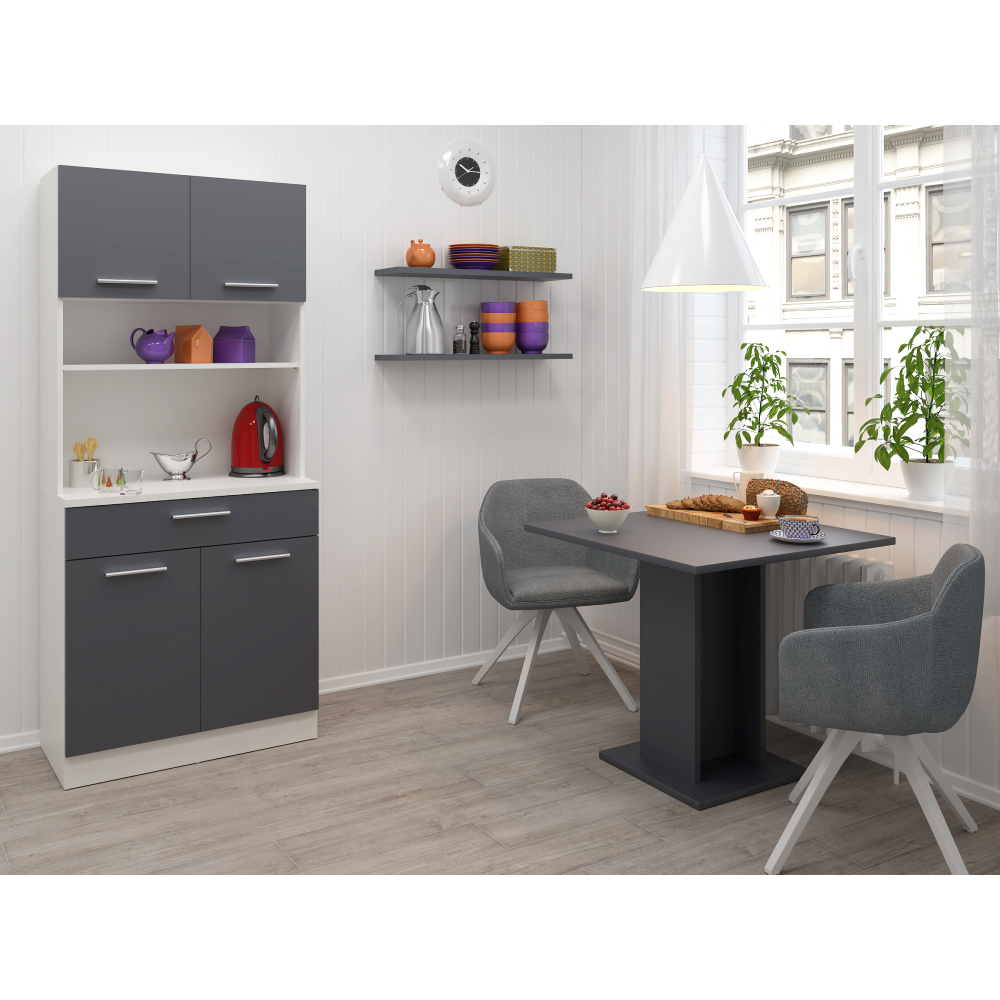 Négyajtós szekrény, fehér/grafit, DOMIS NEW Négyajtós szekrény, fehér/grafit, DOMIS NEW