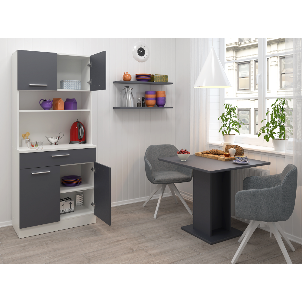 Négyajtós szekrény, fehér/grafit, DOMIS NEW Négyajtós szekrény, fehér/grafit, DOMIS NEW