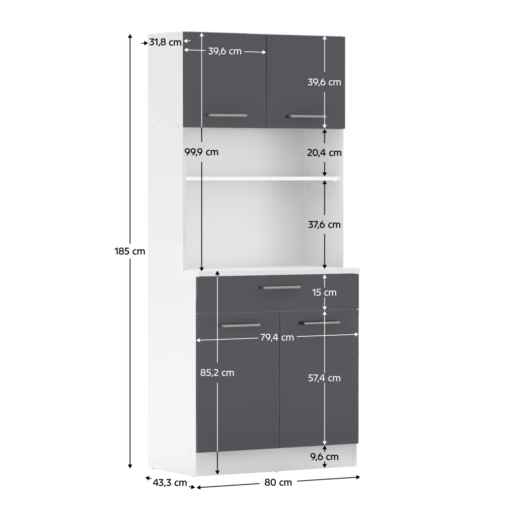 Négyajtós szekrény, fehér/grafit, DOMIS NEW Négyajtós szekrény, fehér/grafit, DOMIS NEW