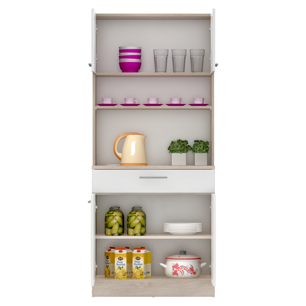 Négyajtós szekrény, sonoma tölgy/fehér, DOMIS NEW