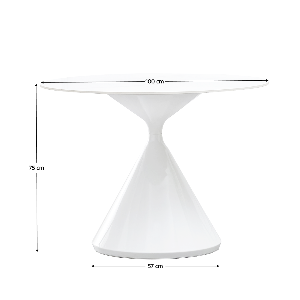 Jedálenský stôl, svetlý mramor/biela, priemer 100 cm, VALER TYP 2