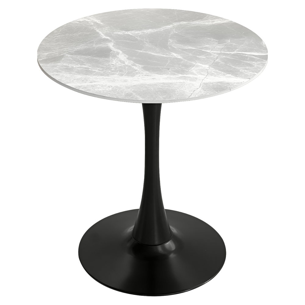 Jedálenský stôl, sivý mramor/čierna, priemer 90 cm, LORIAN TYP 1