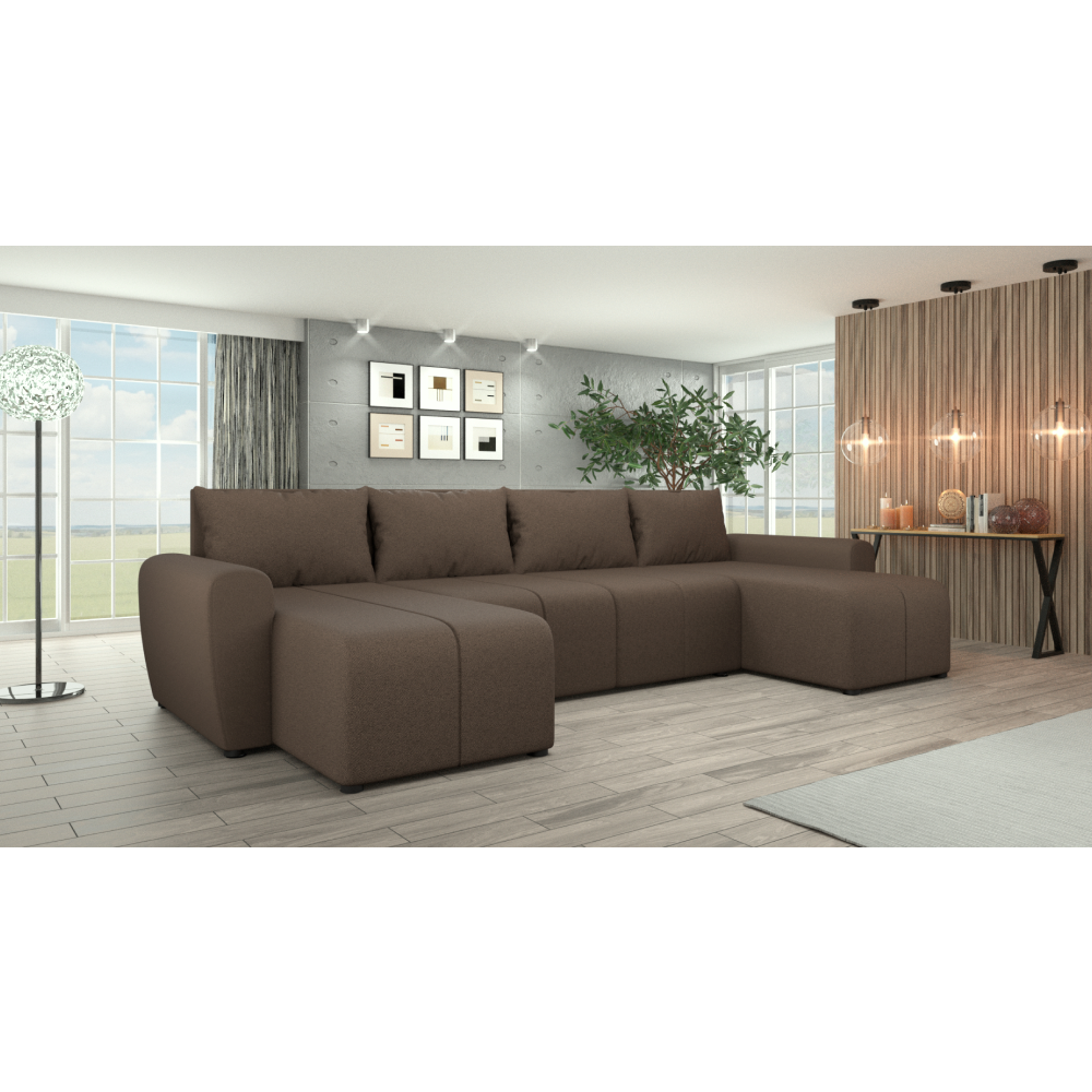 Univerzálna sedacia súprava, hnedá, DELIN U UNI