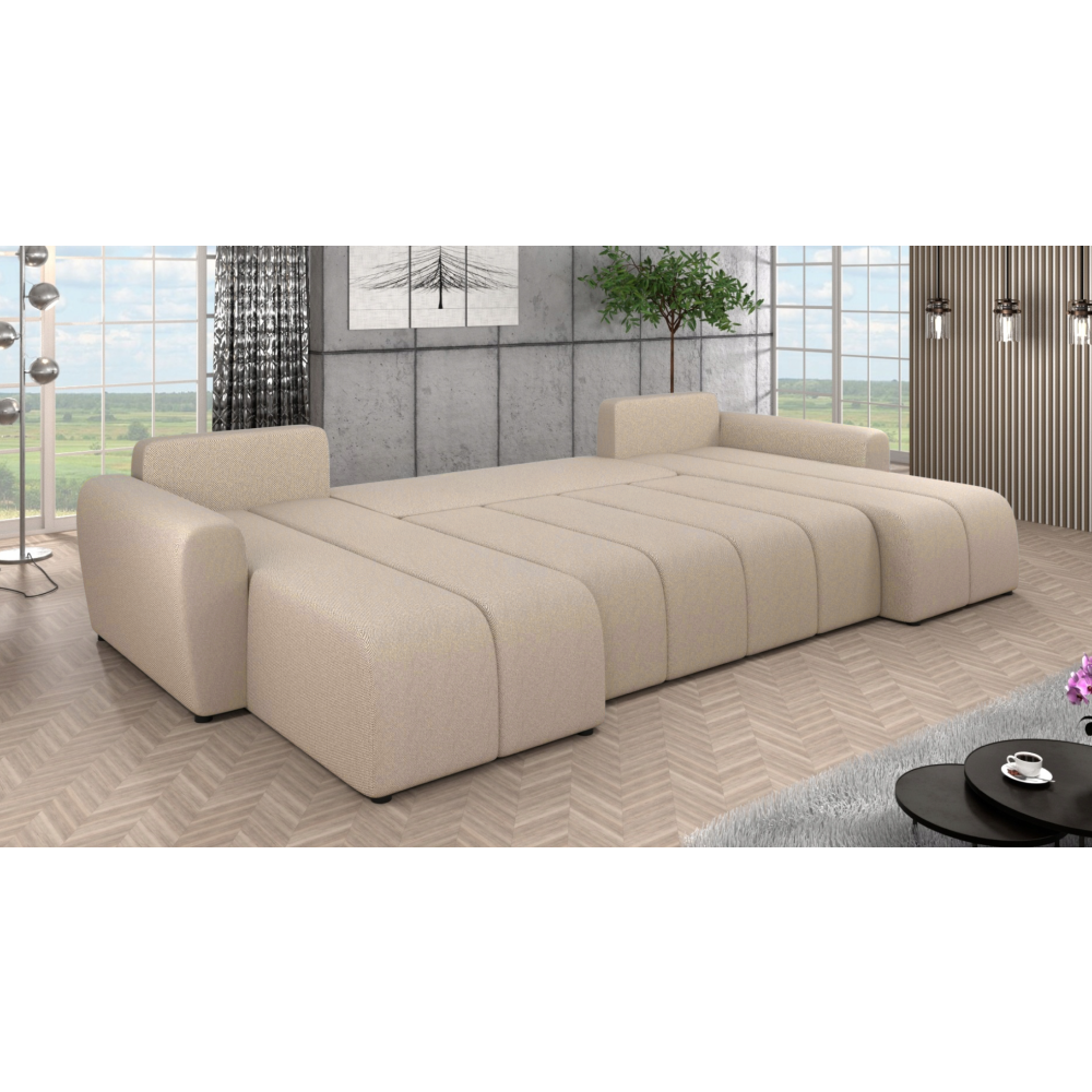 Univerzálna sedacia súprava, béžová, DELIN U UNI