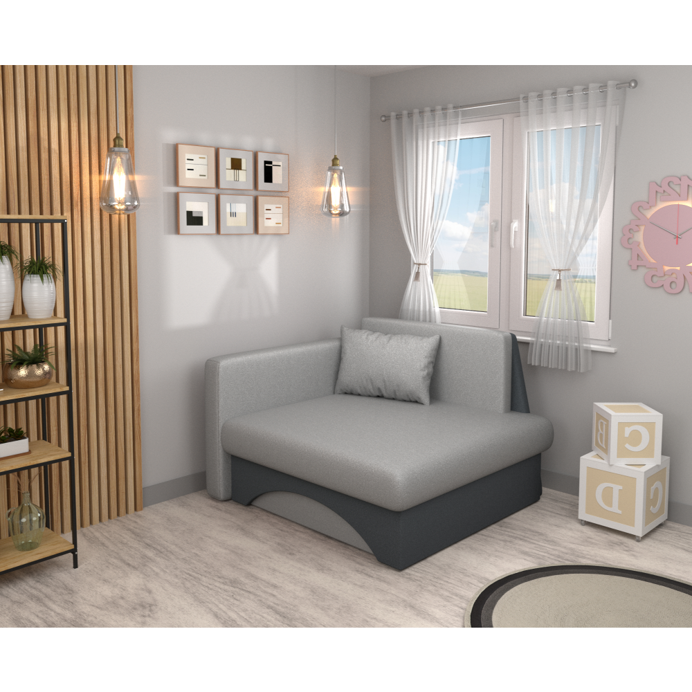 Kinyitható fotel, szürke/sötétszürke, KUBOŠ NEW UNI Kinyitható fotel, szürke/sötétszürke, KUBOŠ NEW UNI