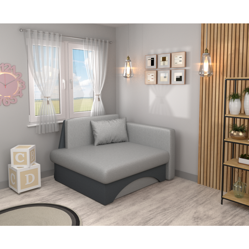 Kinyitható fotel, szürke/sötétszürke, KUBOŠ NEW UNI Kinyitható fotel, szürke/sötétszürke, KUBOŠ NEW UNI