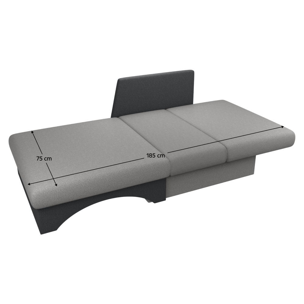 Kinyitható fotel, szürke/sötétszürke, KUBOŠ NEW UNI Kinyitható fotel, szürke/sötétszürke, KUBOŠ NEW UNI