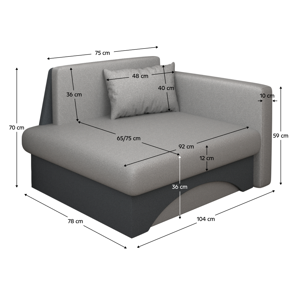 Rozkladacie kreslo, sivá/tmavosivá, KUBOŠ NEW UNI